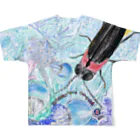 ZORUMEKIA あぞじぃーからの（zorumekia369）の磯村佳美のspace fish宇宙魚「海のマンボウ、海のクラゲ」 All-Over Print T-Shirt :back