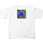 あゆのしおやきのヤグルマギク(青) All-Over Print T-Shirt :back
