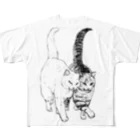 猫竹（nekotake)の仲良し2匹の散歩.nekotake フルグラフィックTシャツ