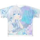 ぷωて( •́ .̫ •̀ و(و "の藍 フルグラフィックTシャツ