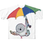 みずま動物園の傘を使って飛ぶ鳩 フルグラフィックTシャツ