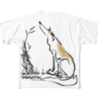 猫とネコ犬のサラダバー大好きボルゾイ　水彩風 All-Over Print T-Shirt