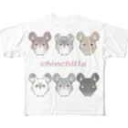 moca's  atelierのポップコーンチンチラ All-Over Print T-Shirt