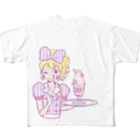 Panda to numechanのダイナーガール(おちゃめ) All-Over Print T-Shirt