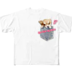 ガゥガゥちゃんのポケットからチワワ♡カラー フルグラフィックTシャツ