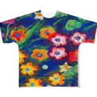 和歌の花-青 All-Over Print T-Shirt