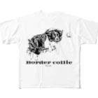 ユニークなワンちゃんデザインのお店のボーダーコリー モノクロデザイン All-Over Print T-Shirt