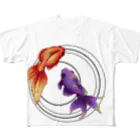 ari designの金魚づくし一ものがたり（水面バージョン） All-Over Print T-Shirt
