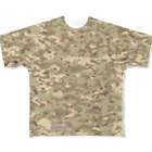 Military Casual LittleJoke のヘルメット付きロゴxCamo DesertCamp 砂漠用迷彩 サバゲー装備 フルグラフィックTシャツ