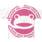 ゴッド神TVちゃんねるSHOPのかえる観賞魚店　ピンク丸ロゴ フルグラフィックTシャツ