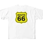 アロハスタイルハワイのU.S. Route 66  ルート66　イエロー All-Over Print T-Shirt