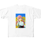 chicodeza by suzuriのひまわりと青空娘 All-Over Print T-Shirt