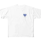 30k.p.yogaのピョガティス　ブルーライン フルグラフィックTシャツ