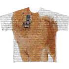 【CPPAS】Custom Pet Portrait Art Studioの可愛すぎるチャウチャウ - レンガブロックの背景 All-Over Print T-Shirt