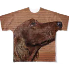 【CPPAS】Custom Pet Portrait Art Studioのアイリッシュセッタードッグ - レンガブロック背景 All-Over Print T-Shirt