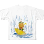 ねこぜや のグリちゃんと雨 フルグラフィックTシャツ