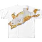 コンドリア水戸のスヤスヤちゃしろ猫ウェアー フルグラフィックTシャツ