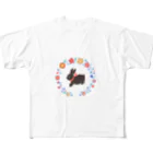 Tea Drop Sの黒ウサギ フルグラフィックTシャツ