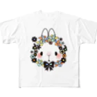 indigoのフラワーバニー(blue) All-Over Print T-Shirt