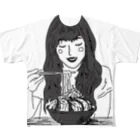 _g_h_illustrationのラーメン女子 フルグラフィックTシャツ