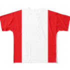 アメリカンベース のコントラスト 赤白 フルグラフィックTシャツ