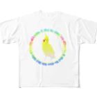 インコ丸@鳥セレブ本部のオカメインコシルエット All-Over Print T-Shirt