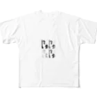 福　来のB/W フルグラフィックTシャツ