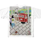 エド・ワード【江戸鉾の愛殿原】。の赤ポスト📮四条河原町 All-Over Print T-Shirt