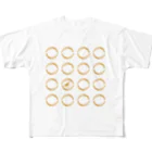 のほほんショップの家紋風の稲穂とスズメ All-Over Print T-Shirt