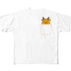 ゆるも鹿々堂のポケットインまめしか フルグラフィックTシャツ