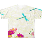 Spirit of 和の秋桜とトンボ フルグラフィックTシャツ