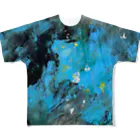 ザザビー・ドゥの青と黒ぐるぐる All-Over Print T-Shirt