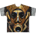 D-MALIBUのガスマスクをする古代ファラオのモザイクアート フルグラフィックTシャツ