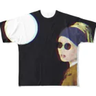 お寿司の真珠の耳飾りのサングラス少女 -girl with a pearl earring & sunglasses- All-Over Print T-Shirt