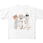 トコロコムギのねこがぶりにゃんこ All-Over Print T-Shirt