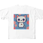 A31eの狛猫のミケ「はーとびーと」 フルグラフィックTシャツ