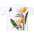 はちわれきじとらぴーちゃんずの極楽鳥花 All-Over Print T-Shirt