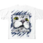 フクネコ@カリカリ増量対策本部の上から見てくる猫 All-Over Print T-Shirt