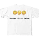 　ハムの趣味部屋のThink twice フルグラフィックTシャツ