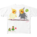 LittleLoroのどノーマルオカメインコとルチノーちょいわき 0350 フルグラフィックTシャツ