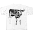 Happy cows♪のHappy cows♪ モノクロphoto ver. フルグラフィックTシャツ