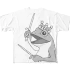 SABUROのカエルとドラム フルグラフィックTシャツ