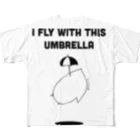 鳥とアンブレラのI fly with this Umbrella フルグラフィックTシャツ