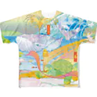 TOM GLASSESの昭島の銭湯のクジラと亀 フルグラフィックTシャツ