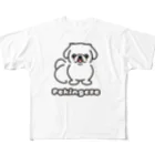ペキニーズくらぶ（SUZURI支店）のペキニーズ・ホワイト（サマーカット）（全身） 풀그래픽 티셔츠