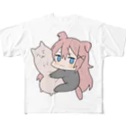 犬バリスタのだきつきいぬよ フルグラフィックTシャツ