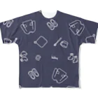 hikari_graphicsの園の生活　英字ver　NAVY フルグラフィックTシャツ