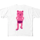 ぴこぽんSUZURIの潔い姿の熊（ピンク） All-Over Print T-Shirt