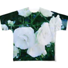 flowerの白薔薇1 フルグラフィックTシャツ