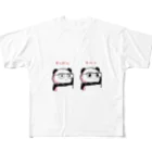 maromagaのめがねのパンダ フルグラフィックTシャツ